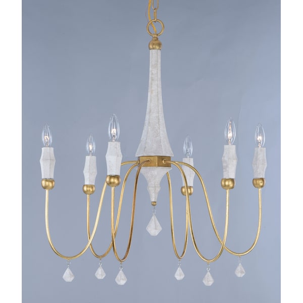 Claymore 6-Light 28 Wide Claystone / Gold Leaf Chandelier